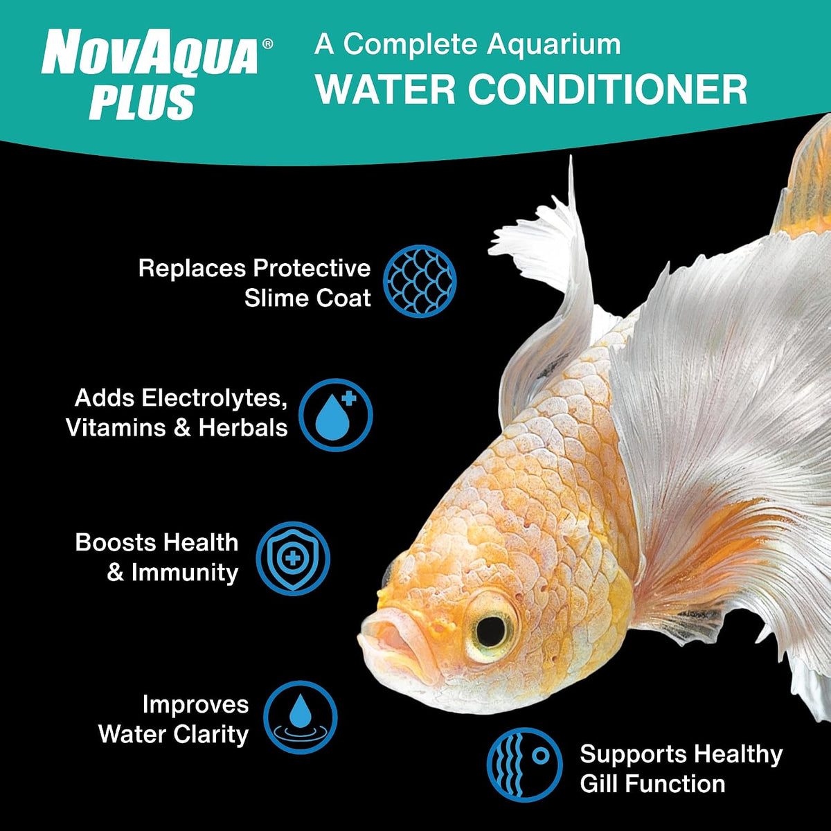 #33156 Novaqua Plus- Water Conditioner for Aquarium, 16-Ounce, Black