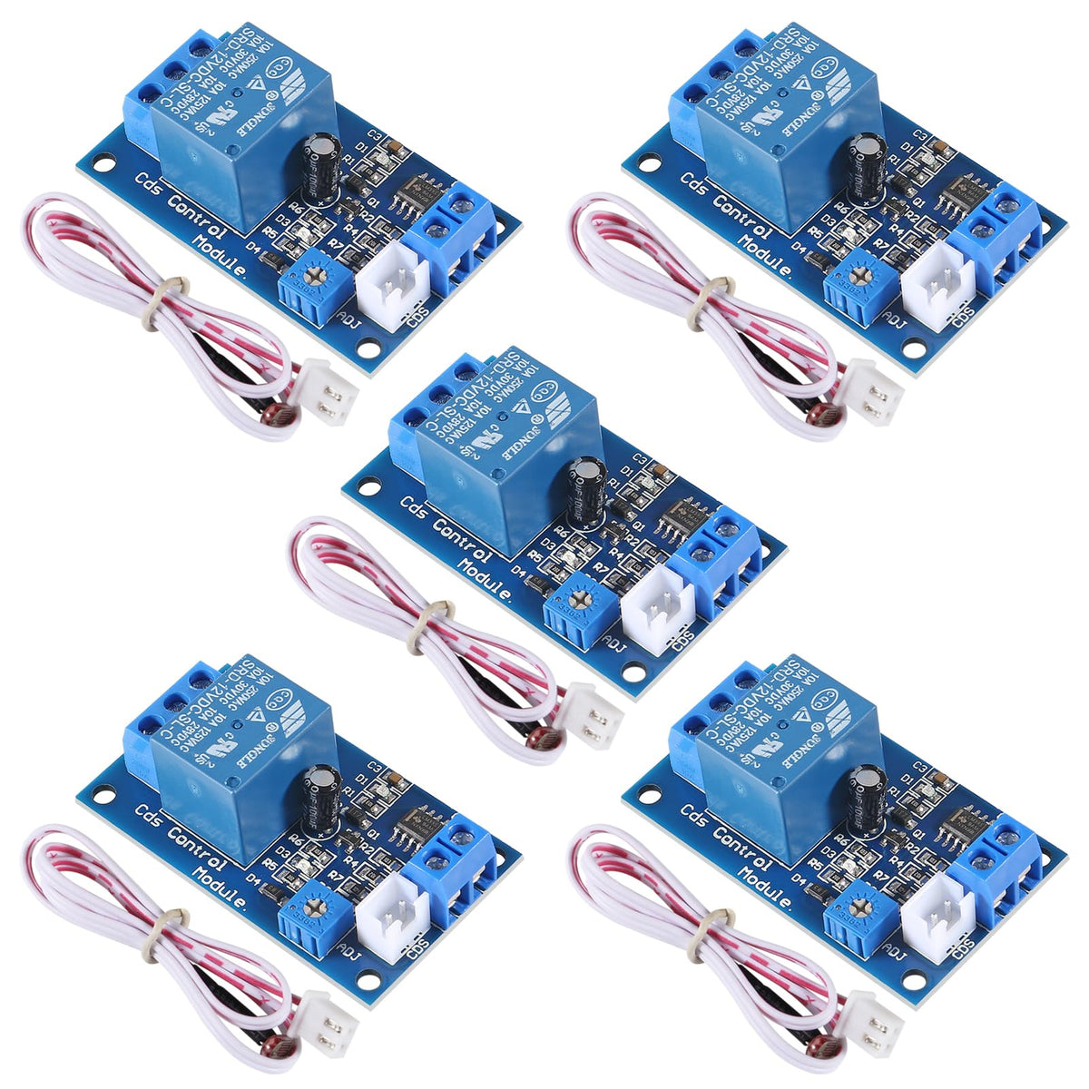 D-FLIFE 5pcs XH-M131 Photoresistor Relay Module, DC 12V 10A Light Control Switch Photoresistor Relay Module Detection Sensor Brightness Automatic Control Module with Cable