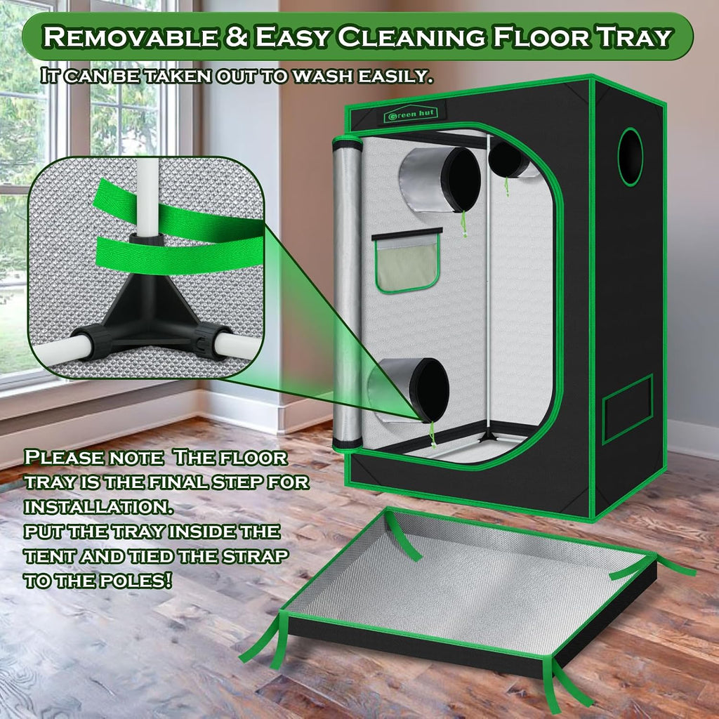 4x2 Grow Tent 48"x24"x60" 600D Mylar Hydroponic Growing Tent | Observation Window, Removable Floor Tray, 100%