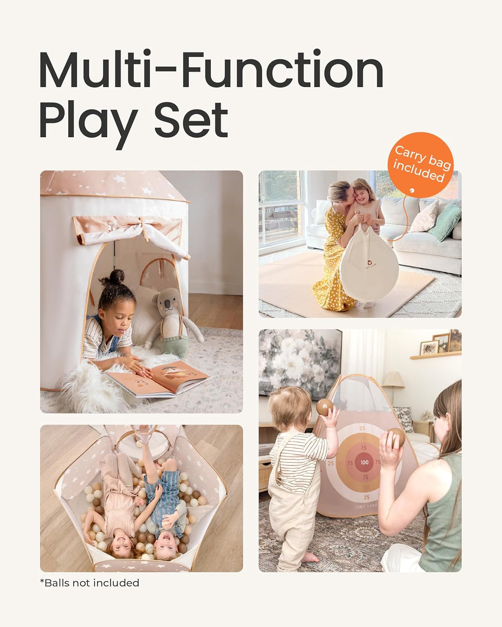 5-Piece Play Tunnel & Ball Pit, Pop-Up Indoor Tent for Toddlers | Foldable Outdoor Playhouse With Carry Bag