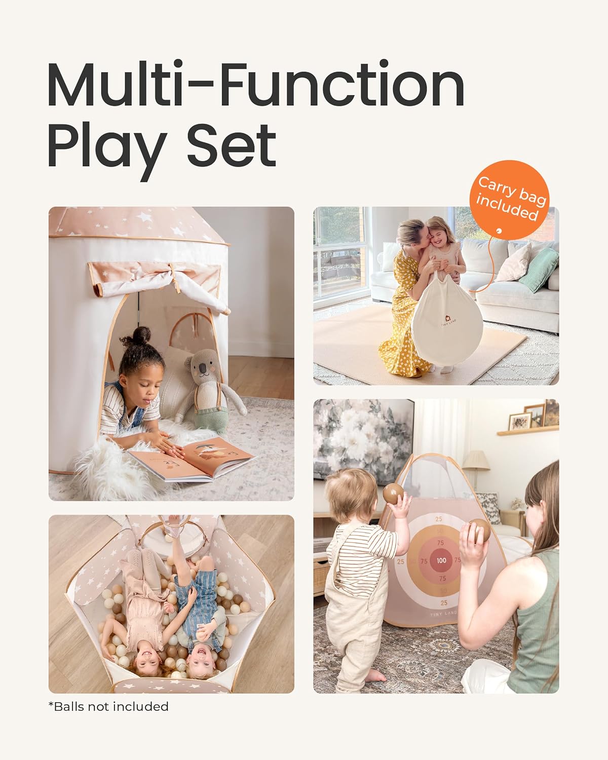5-Piece Play Tunnel & Ball Pit, Pop-Up Indoor Tent for Toddlers | Foldable Outdoor Playhouse With Carry Bag