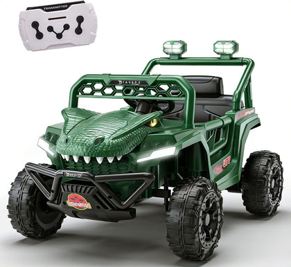 12V Dinosaur Ride On UTV, Kids Electric Vehicle with Parent Control, 3 Speeds,6 LED Lights, Shock