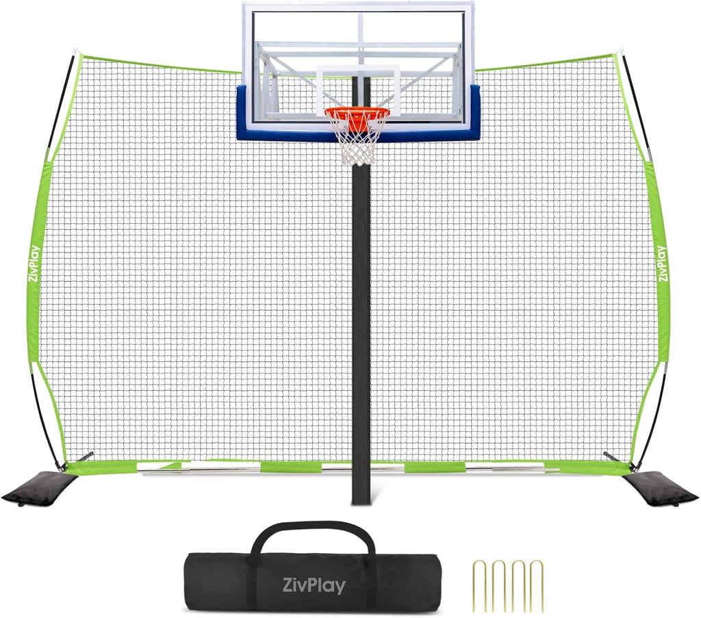 Lacrosse Backstop Net for Backyard Basketball Net Catcher Backstop Net | Portable Multisport Barricade Net Includes