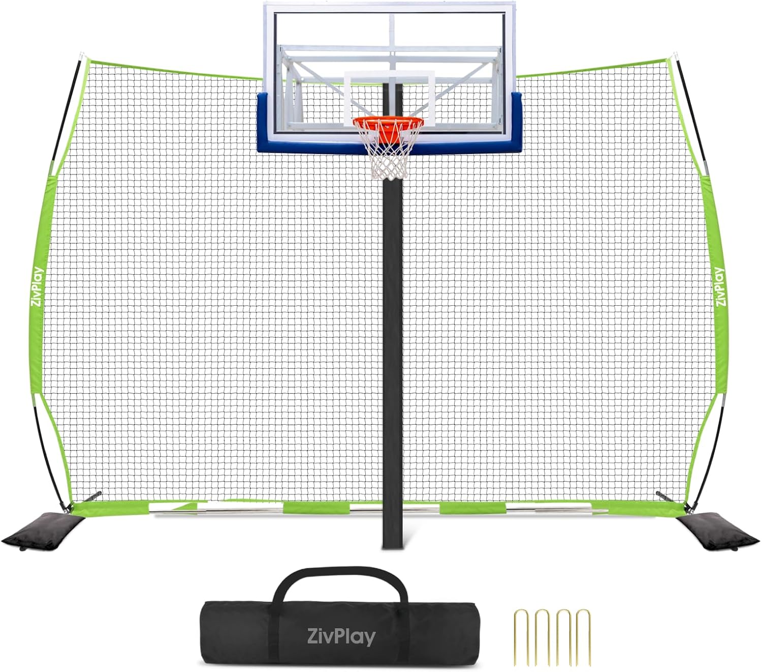 Lacrosse Backstop Net for Backyard Basketball Net Catcher Backstop Net | Portable Multisport Barricade Net Includes