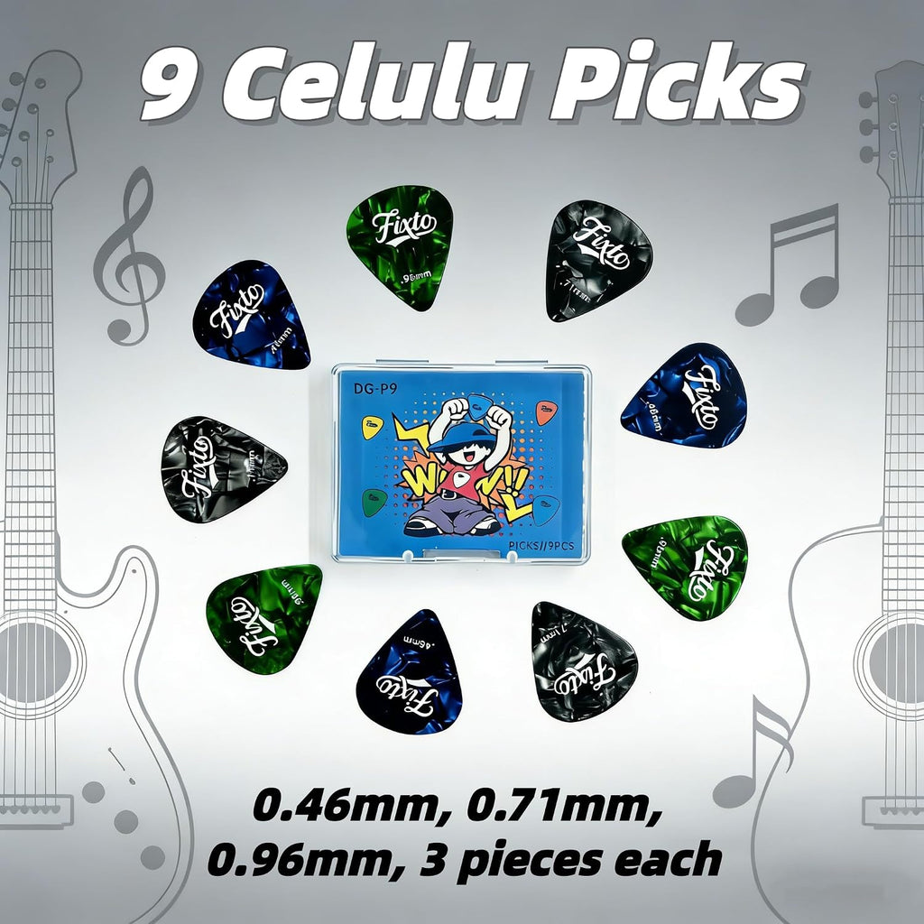 All-in-One Guitar Accessory Kit for Beginner Players | All-in-one pack with tuner, capo, strap, 9 picks & 3-in-1