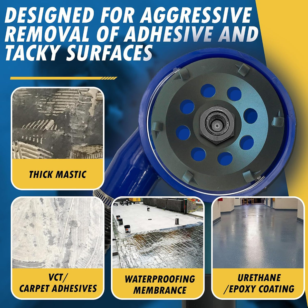 5" PCD Grinding Wheel for Epoxy, Glue, Mastic Removal, 6 PCD Segments