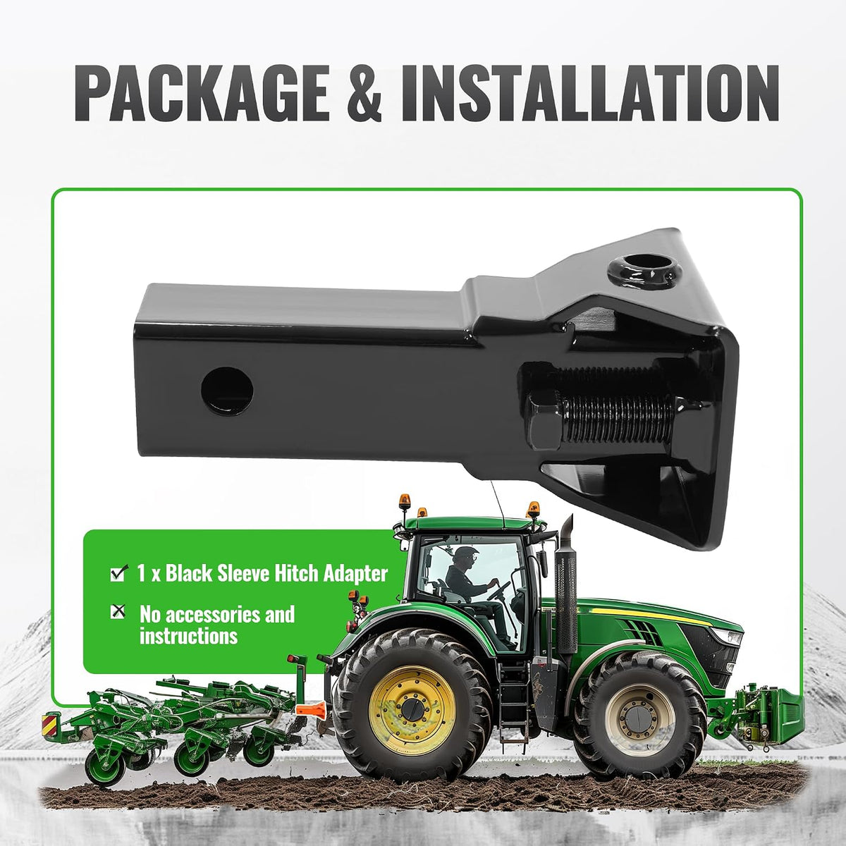 Sleeve Hitch Adapter for 2" Receiver Compatible with 3-Point Hitch Sub-Compact Tractor Steel Lawn Garden Farm Tractor
