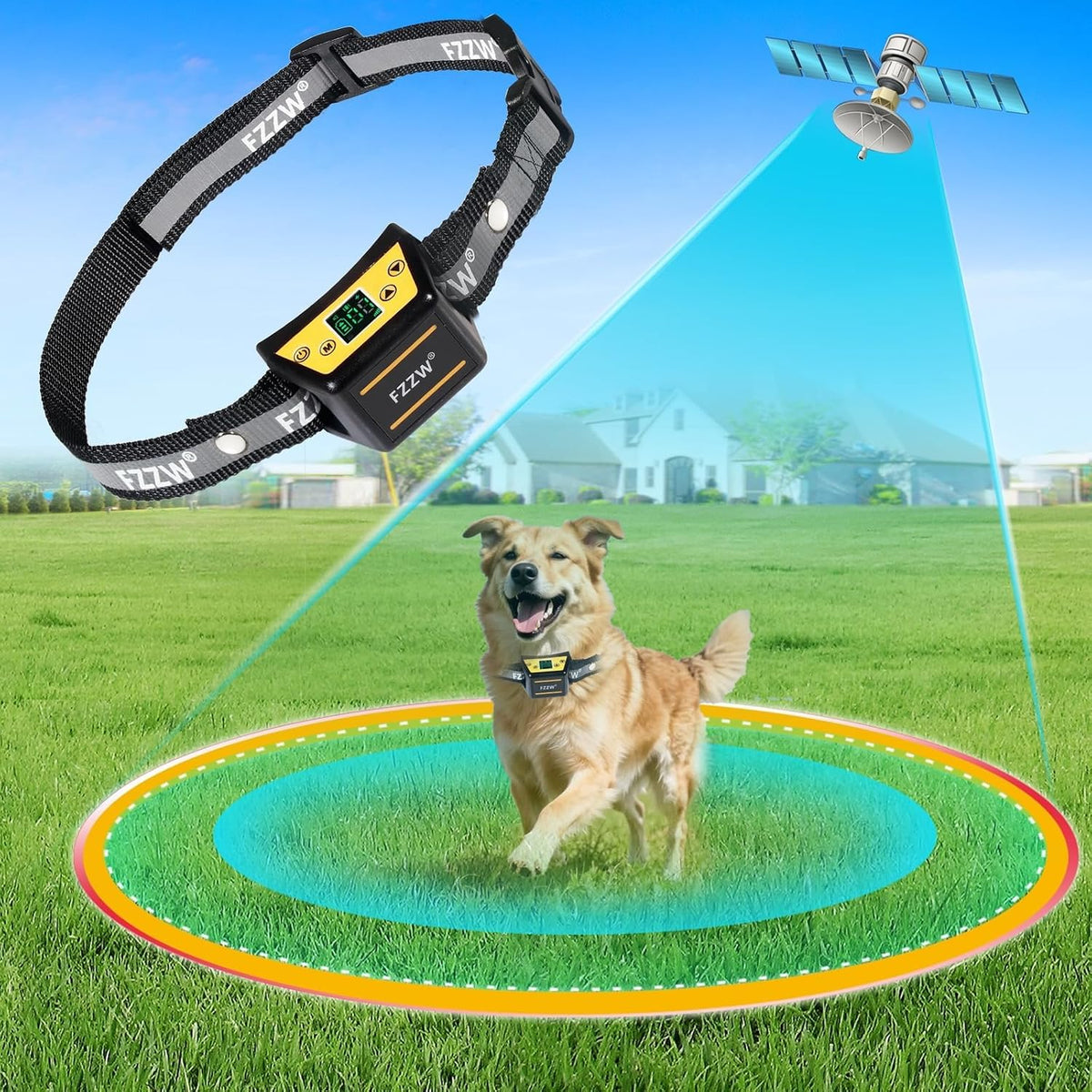 Dog Wireless Fence Pet Electric GPS Fence Containment System, Adjustable Control Range Warning Strength, Wireless