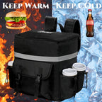 Food Delivery Backpack with 4 Cup Holder, Insulated Hot Pizza Bag