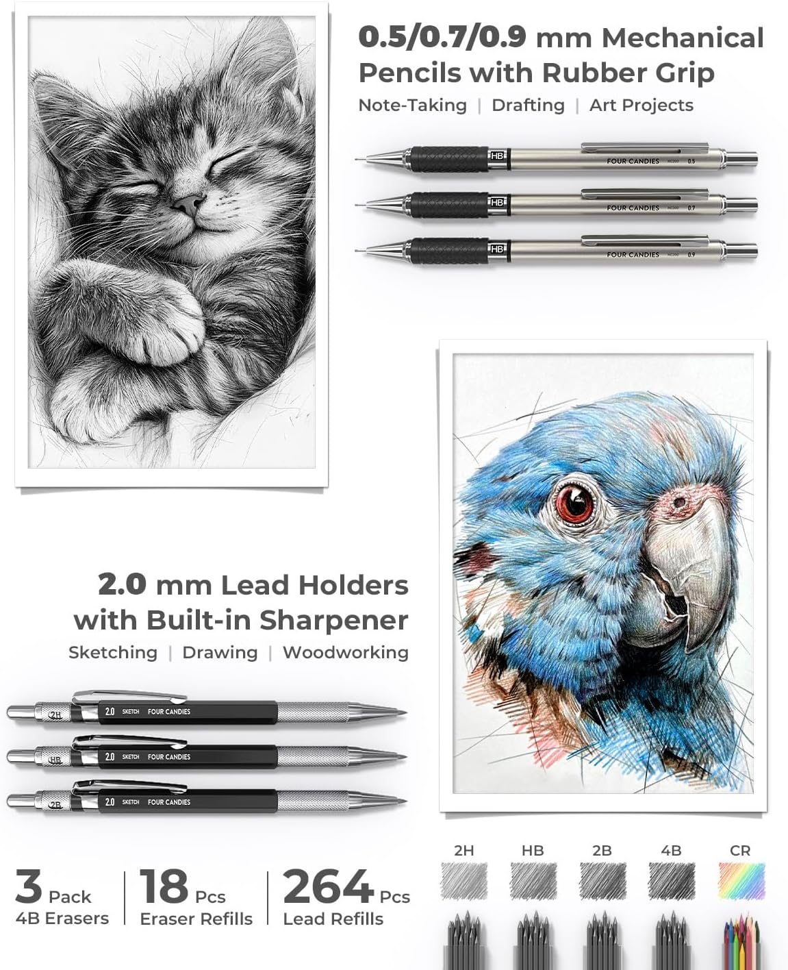 School Supplies with Pen Case, 45ct Black | Back to School Stationery Set, Essentials for College & Nursing Students