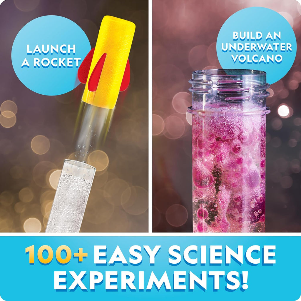 Chemistry Set with 45 Experiments for Kids 8-12 | Volcano Eruption, Geyser and Rocket Activities, Hands-On Chemical