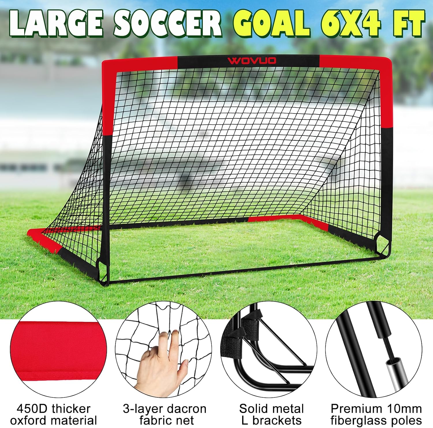 Kids Soccer Goals for Backyard Set of 2, 6x4 ft Portable Toddler Soccer Goal Training Equipment with Soccer Target