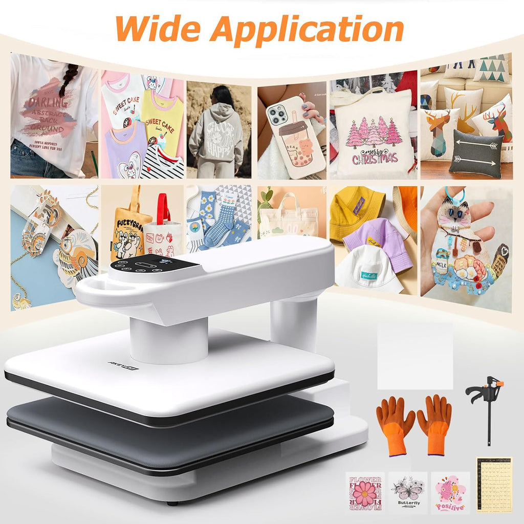 15x15 Heat Press, Dual Auto Heat Press Machine for T-Shirts | 360° Swing Away Heat Press with Auto Press Release for