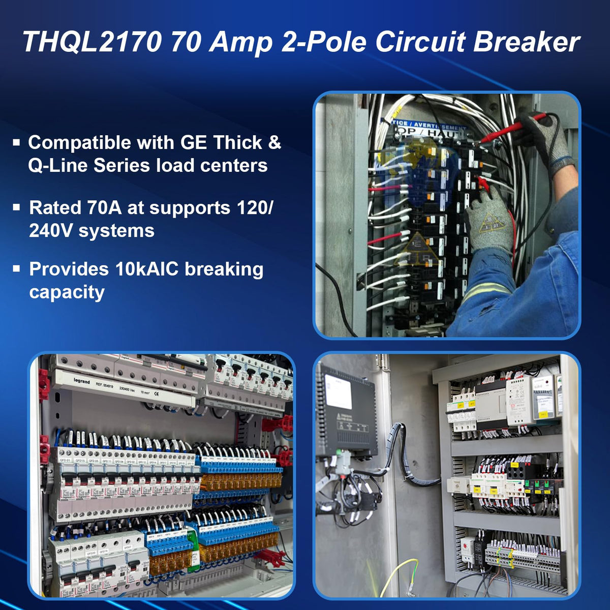 THQL2170 70 Amp 2-Pole Circuit Breaker, 10kAIC, 120/240V