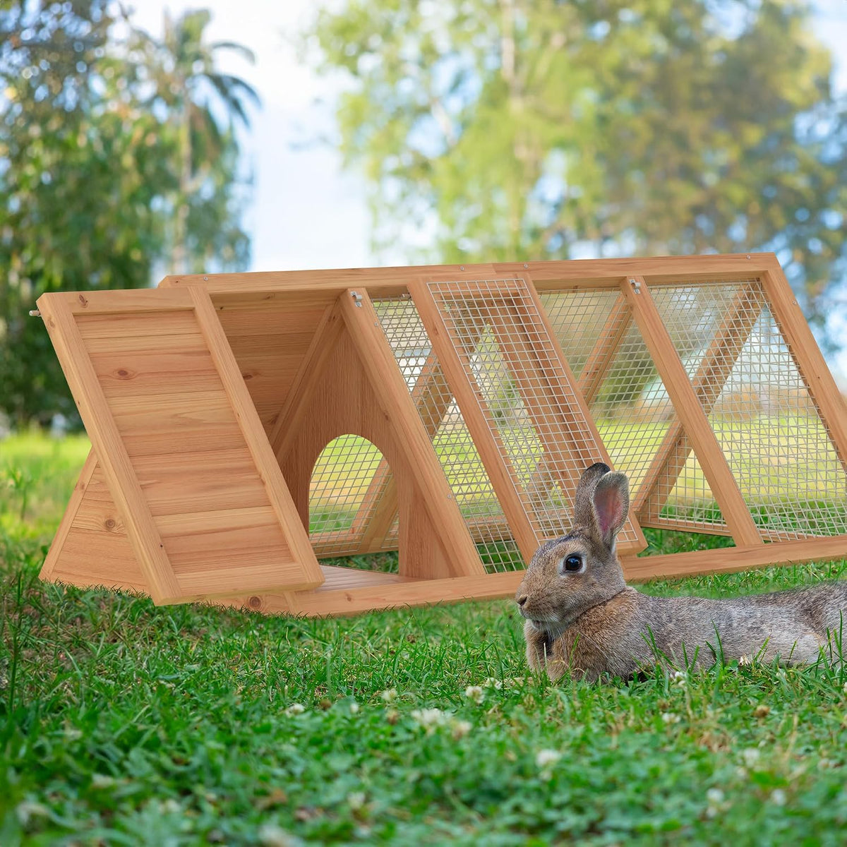 Wooden Chicken Coop Rabbit Hutch for 2 Hens, Wood