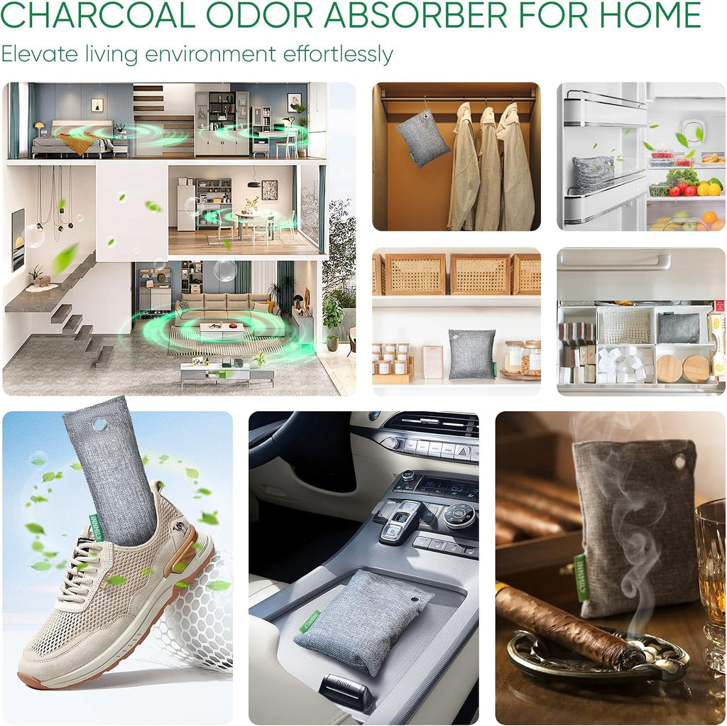 Activated Charcoal Odor Absorber,10P Nature Odor Eliminator for Strong Odor