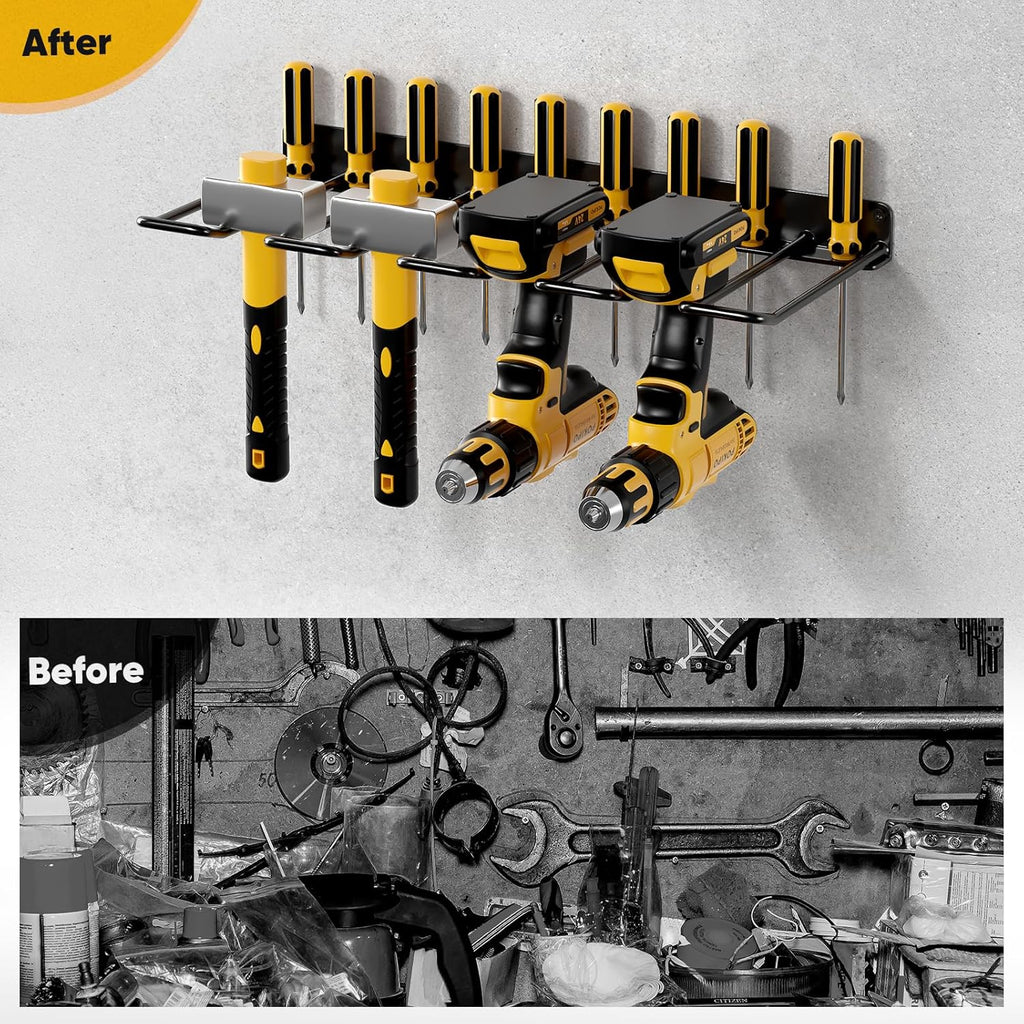 Power Tool Organizer, 4 Drill Holder Wall Mount, Heavy Duty Garage Tool Organizer and Storage, Suitable Tool Rack for