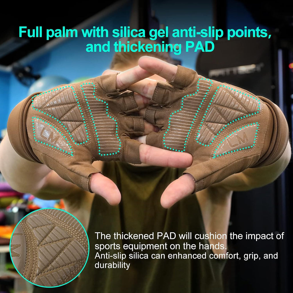 Workout Gloves for Men - Gym Weight Lifting Padded Gloves with Wrist Wrap Support, Full Palm Protection & Silicone