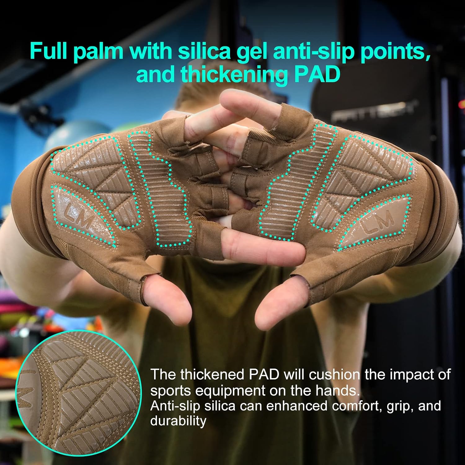 Workout Gloves for Men - Gym Weight Lifting Padded Gloves with Wrist Wrap Support, Full Palm Protection & Silicone