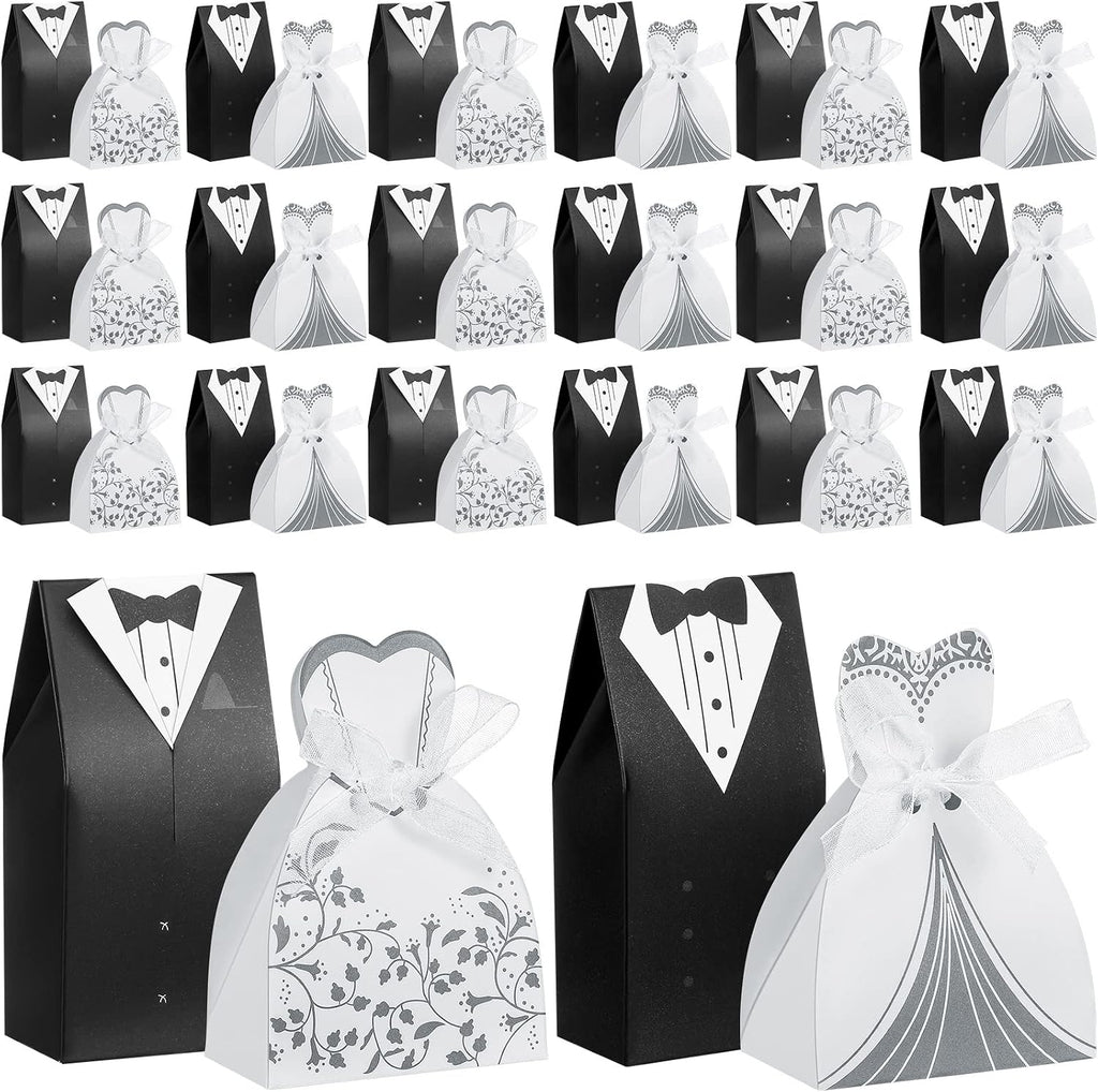 100 Pcs Wedding Party Favor Boxes for Guests, Dress Tuxedo, Stylish
