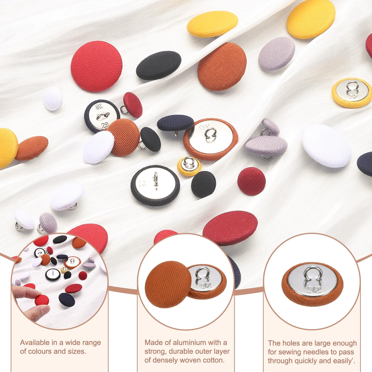 10pcs 32L 20mm 4/5" Fabric Cloth Covered Button,Orange