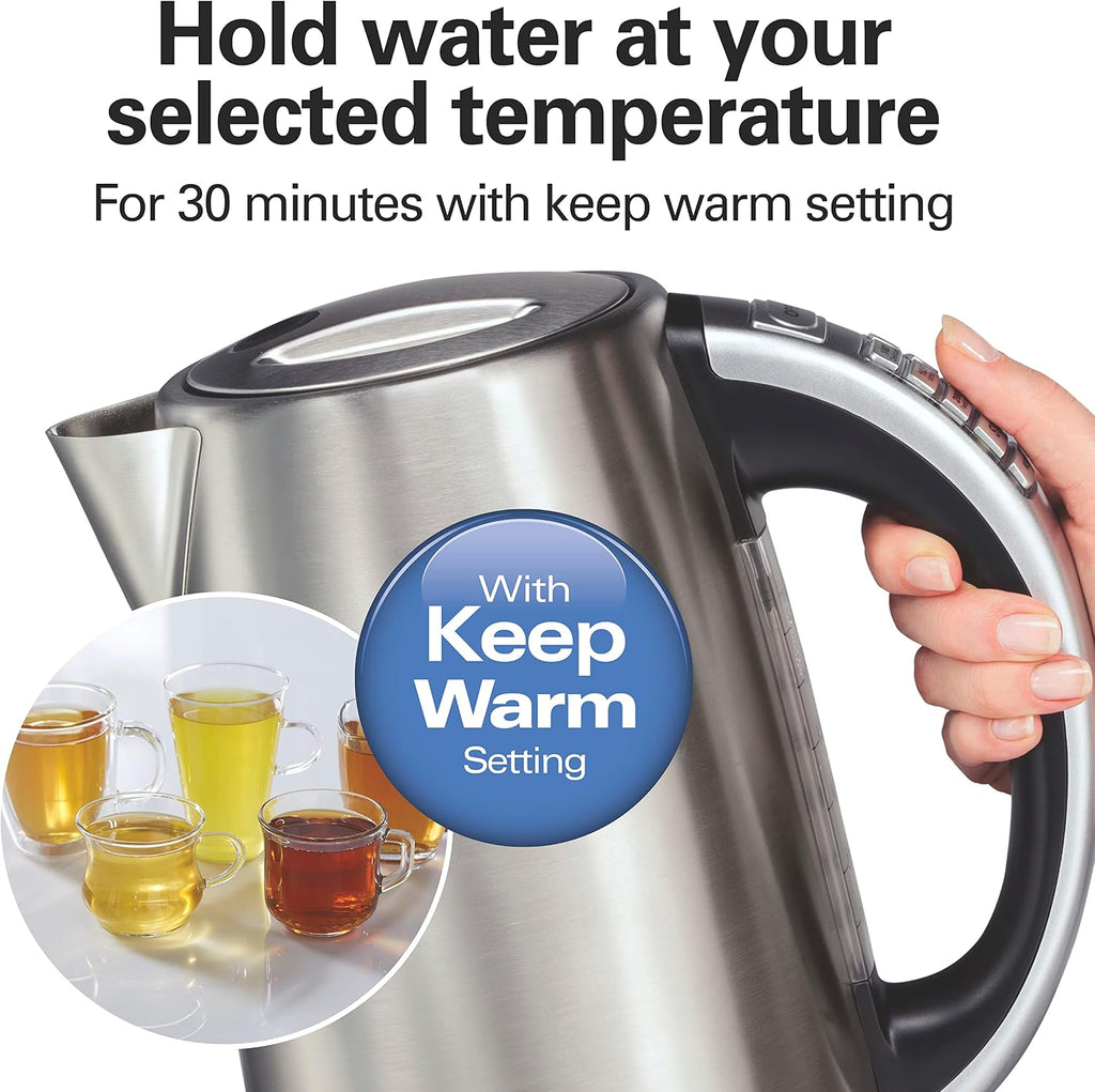 1.7 Liter Electric Tea Kettle, Water Boiler & Heater | Fast Boiling 1500 Watts |Temp Control | Cordless Serving |