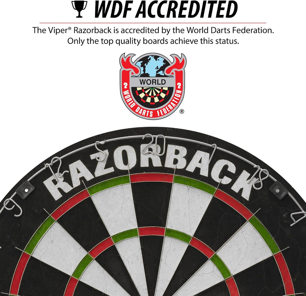 Viper Razorback Regulation Bristle Sisal Steel Tip Dart Board for Adults | WDF Accredited, 17.75 Inch Dartboard