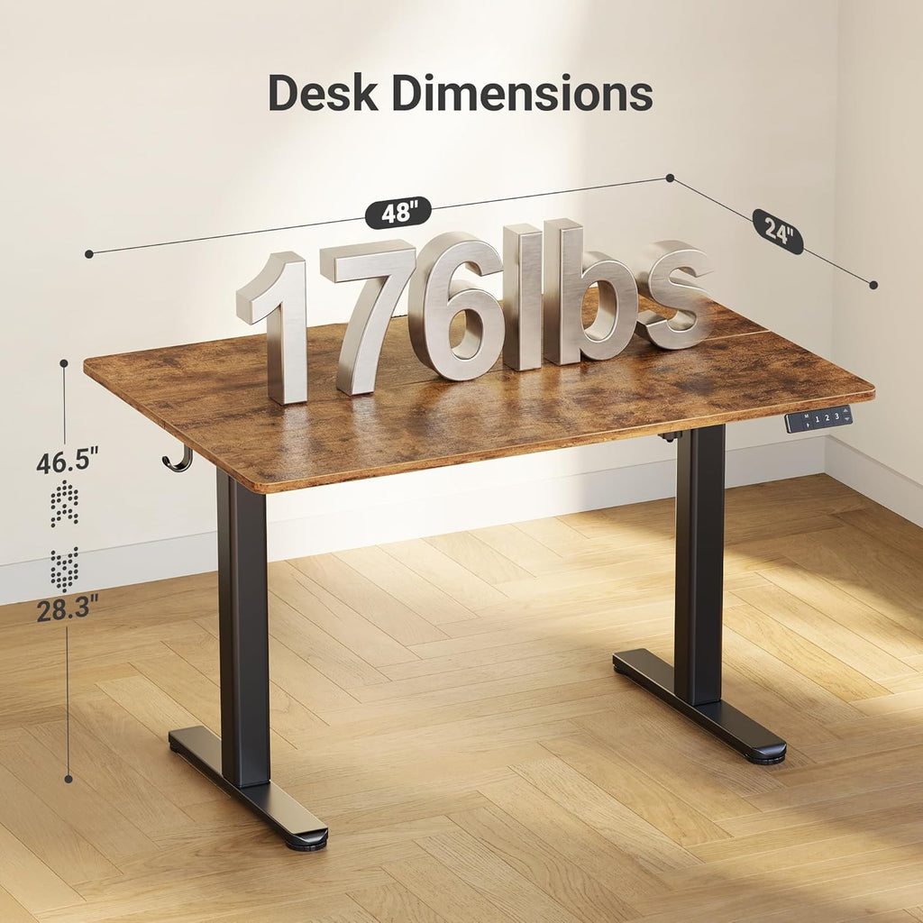 Electric Standing Desk, Adjustable Height Stand up Desk, 24x48 Inches Sit Stand Home Office Desk with Splice Board