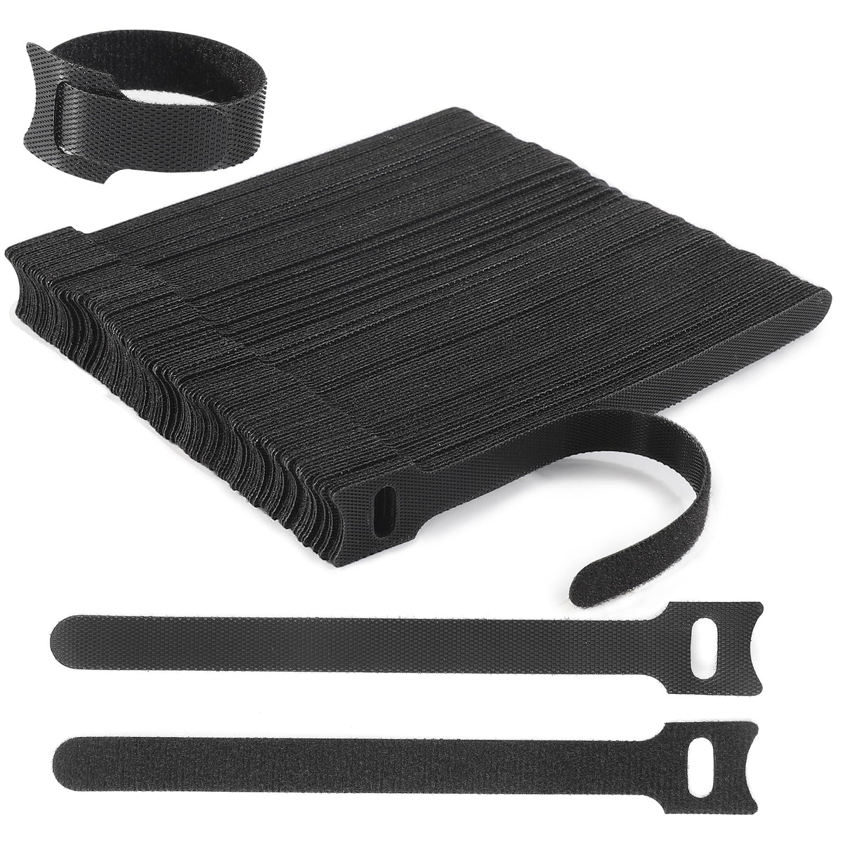 Nettbe Reusable Cable Ties, 126 PCS 8 Inches Adjustable Cord Straps Wire Organizer Cord Wrap and Hook Loop Cable Management