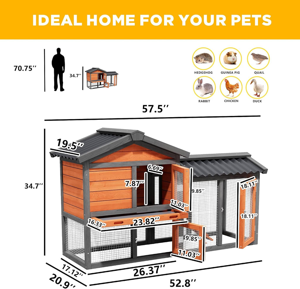 Large Tortoise Habitat House Indoor Outdoor Wooden Turtle Hidden Enclosure with Ventilating Wire Fence Reptile Lounge
