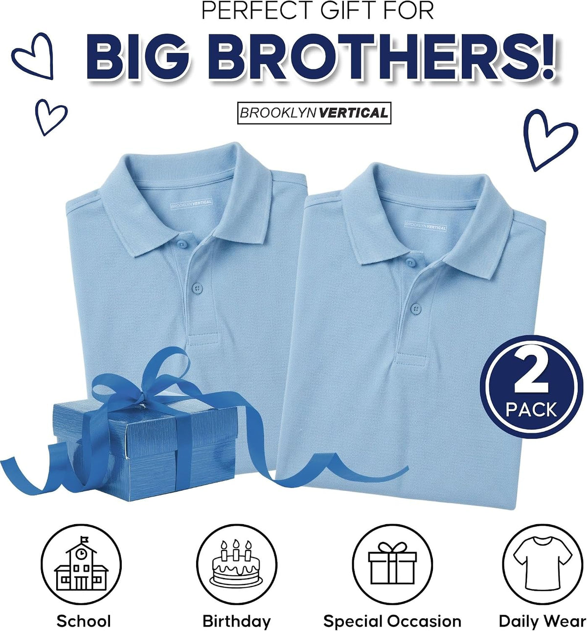 Boys School Uniform Pique Polo Shirt Short Sleeve Collared Cotton Blend Classic Fit
