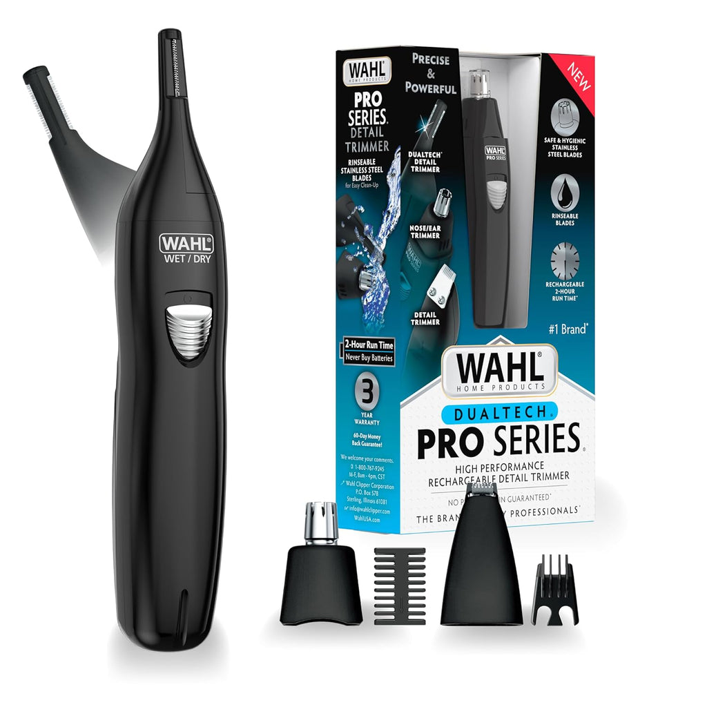 Pro Series Rechargeable Dual Sided Eyebrow, Ear & Nose Hair Trimmer | Painless Dualtech Eyebrow, Ear & Nose Hair