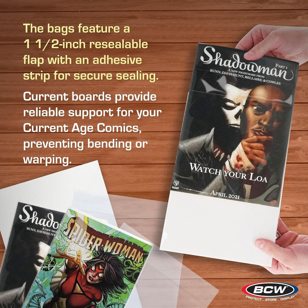 Resealable Current Comic Bags and Boards Combo, 100 Count Each | Protect current comics with 100 acid-free resealable