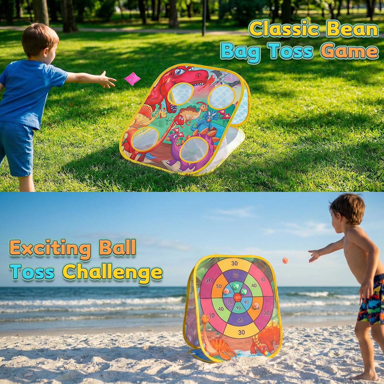 Bean Bag Toss Game for Kids - Cornhole Board Outdoor Toys for Toddlers -Party Activities Carnival Outside Yard