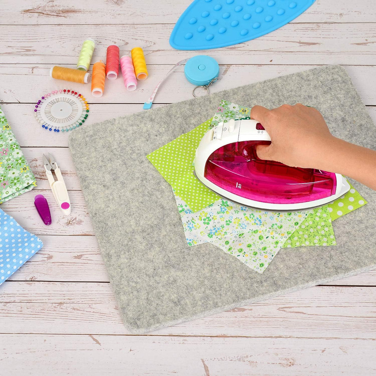 Wool Pressing Mat, 100% New Zealand Wool, 17" x 13.5" Ironing Mat | with Carrying Case, Silicone Iron Rest Pad For