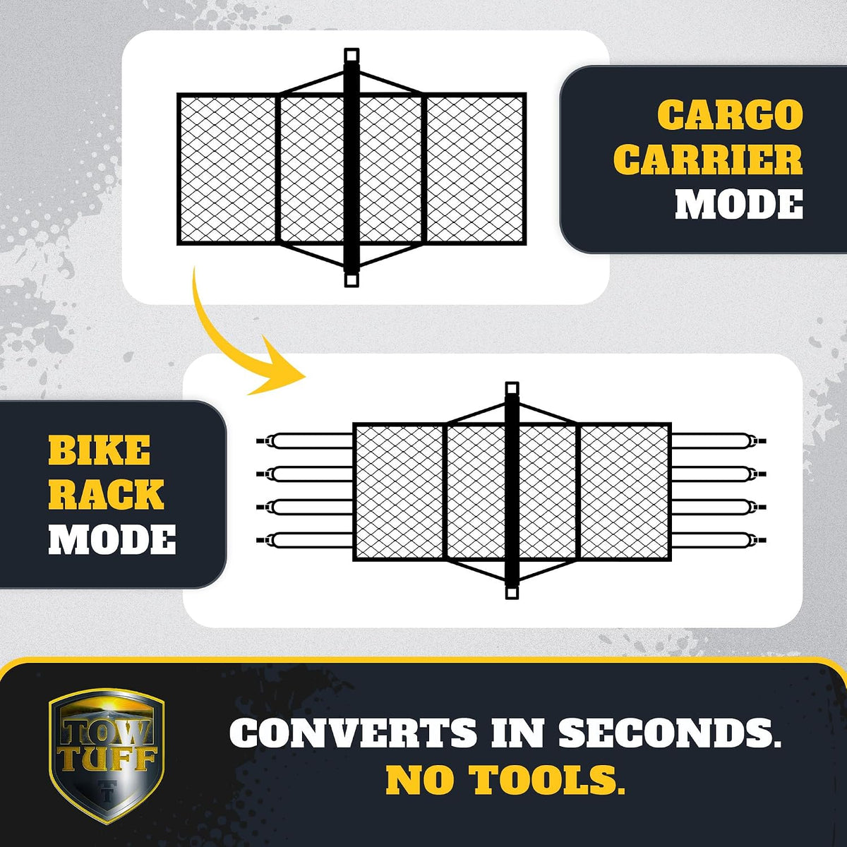 Hitch Cargo Carrier with Bike Rack, 500 lb Capacity, Black | Alloy Steel, Holds 4 Bicycles, 2" Receiver Fit, Rear
