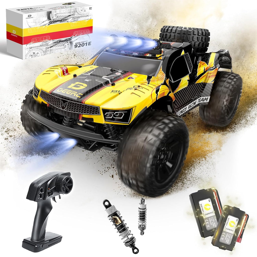 9201E 1:10 RC Truck for Adults & Boys, 48 KPH 4WD Short Course RC Car | Functional Spare Tire, LED Lights, Metal Dog