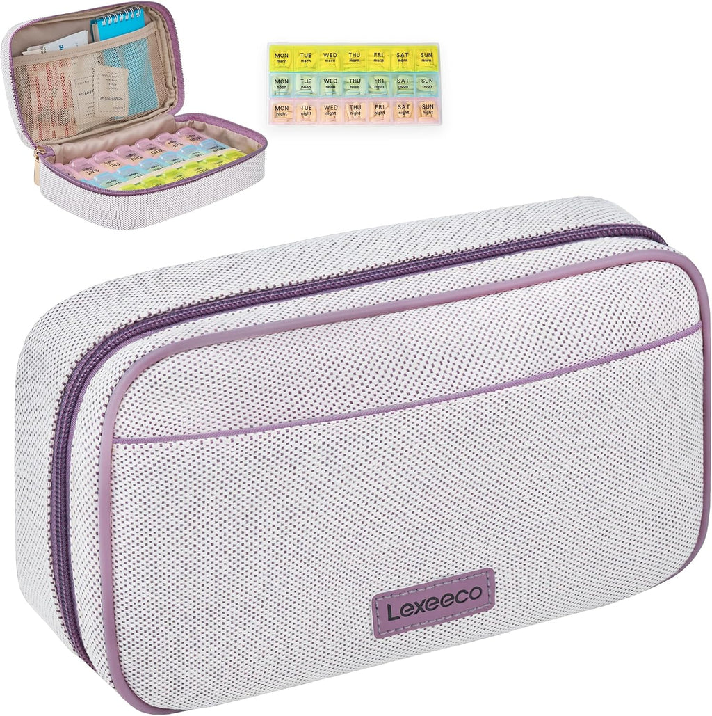 Weekly Travel Pill Organizer 3 Times A Day Pill Case for Purse with Removable 7 Day Pill Box Holder,Cute Medication