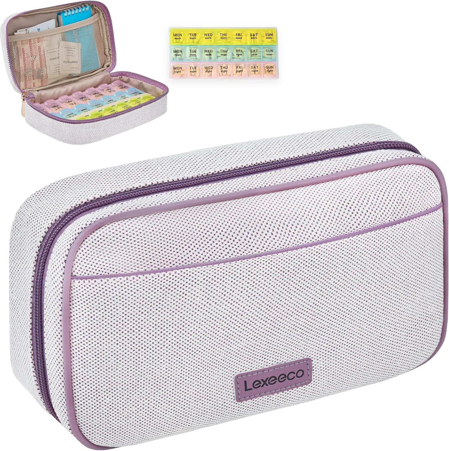Weekly Travel Pill Organizer 3 Times A Day Pill Case for Purse with Removable 7 Day Pill Box Holder,Cute Medication