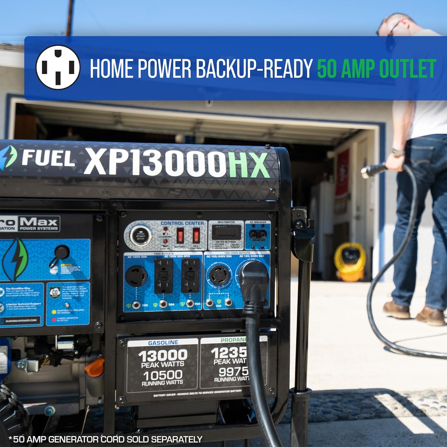 XP13000HX 13,000-Watt Dual Fuel Portable Generator - Gas & Propane, Electric Start, Whole Home Power Backup, Transfer
