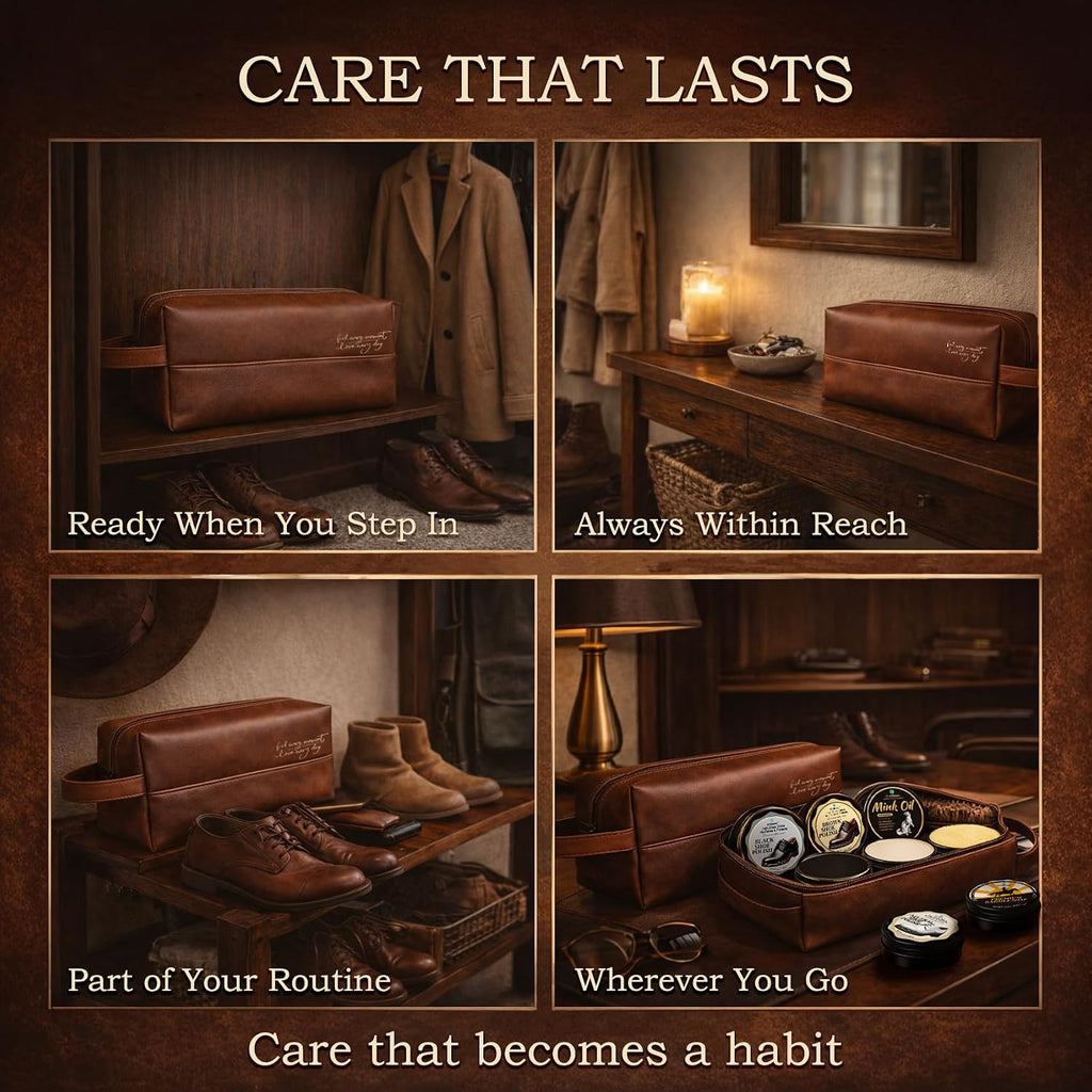 Shoe Care Kit – 16-in-1 Leather Shoe Polish, Cleaning & Conditioning Kit with Saddle Soap & Mink Oil –