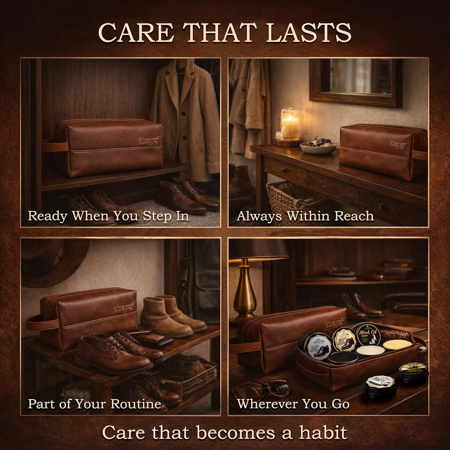 Shoe Care Kit – 16-in-1 Leather Shoe Polish, Cleaning & Conditioning Kit with Saddle Soap & Mink Oil –