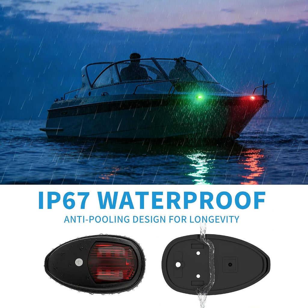 Obcursco LED Boat Navigation Lights, Red and Green Vertical Mount Bow Light