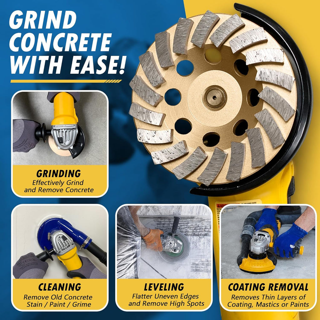 4" Diamond Grinding Wheel for Concrete Masonry 16 Segments 5/8"-11