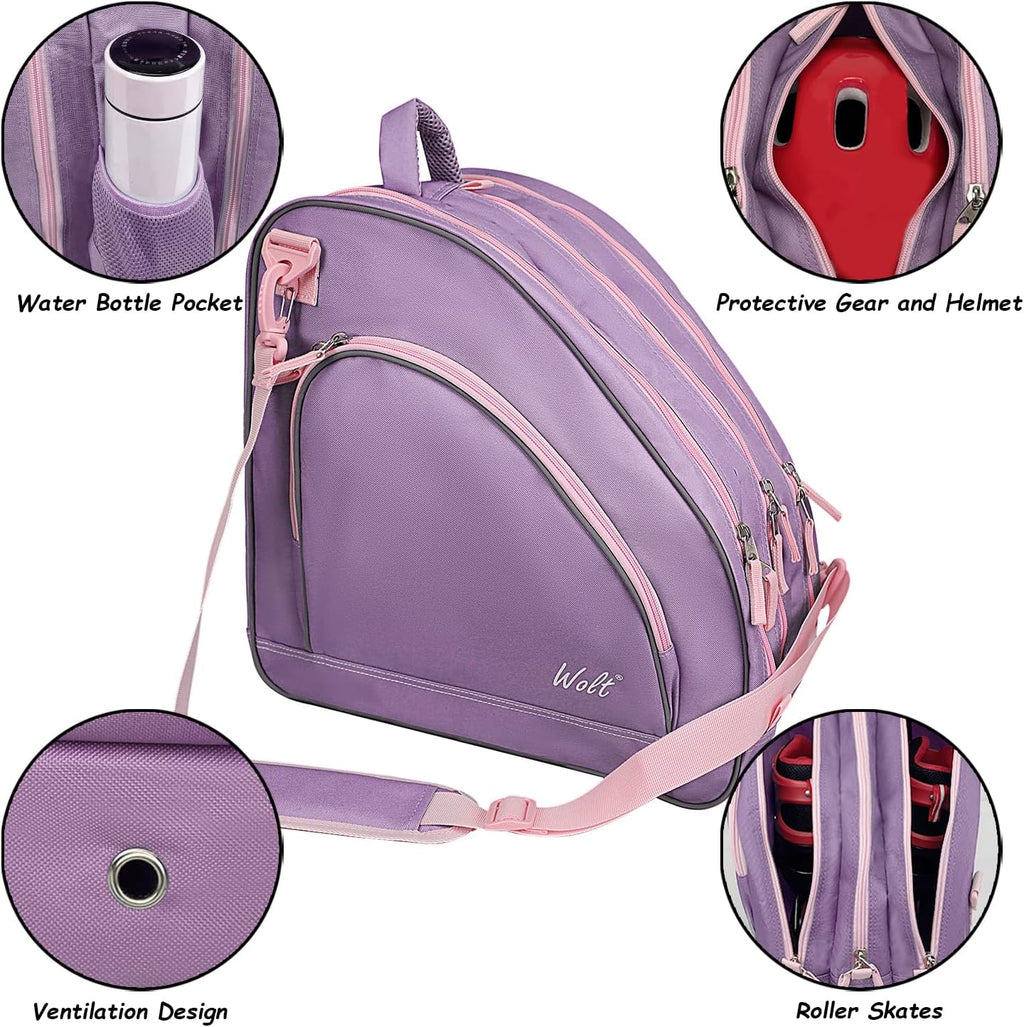 Ice Skate Bag - Roller Skate Bag, Inline Skate Bag with Adjustable Shoulder Strap for Both Youth and Adults.