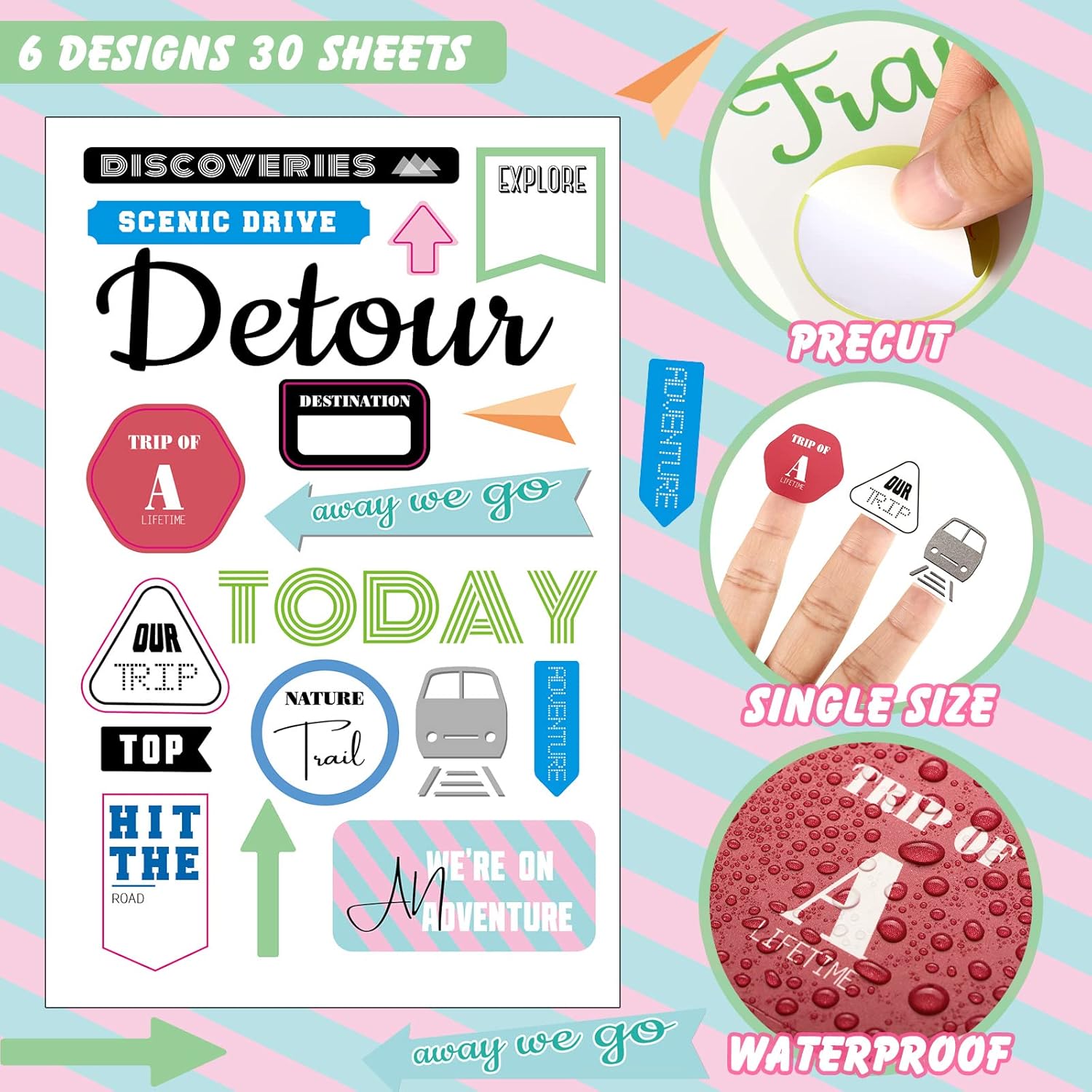 30 Sheet Scrapbooking Sticker Decals 500 Pieces Happy Family Friend Theme Waterproof Sticker Multi Style Vinyl