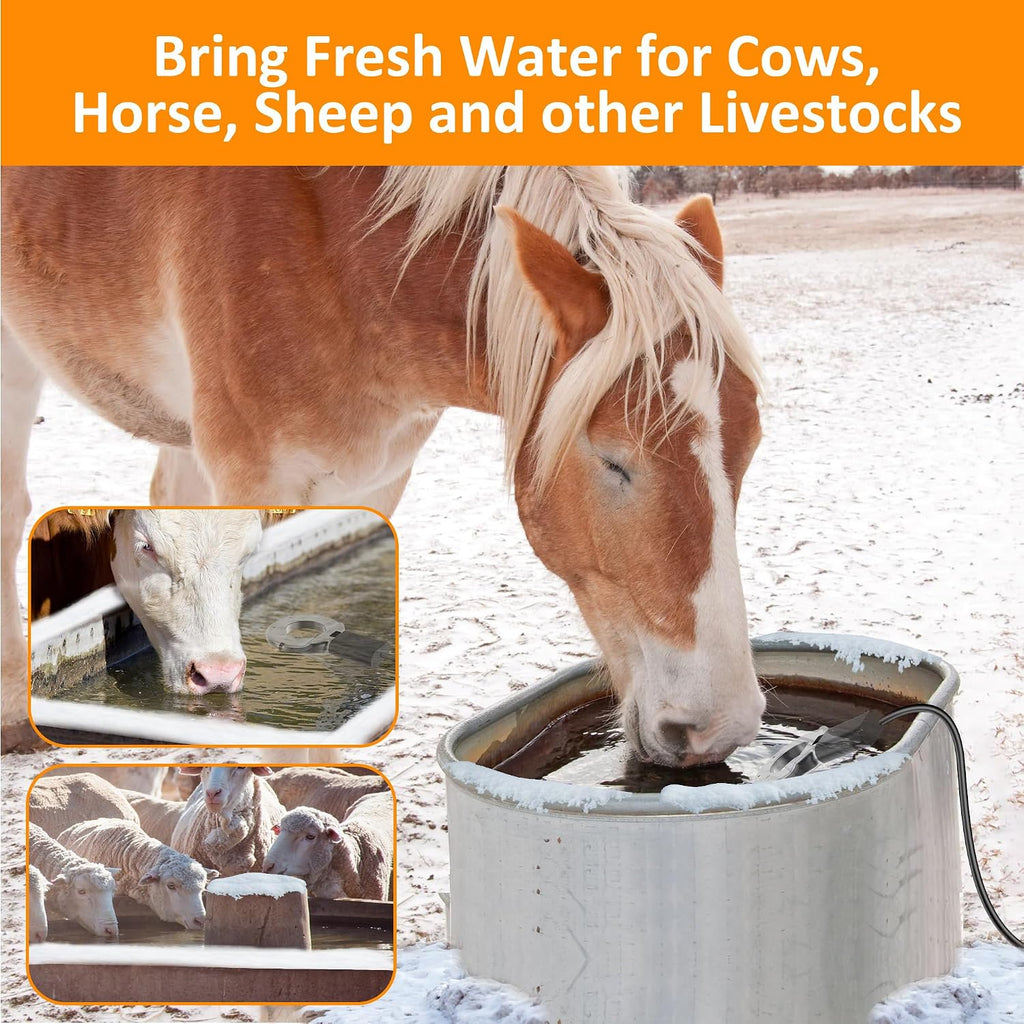 1000W Utility De-Icer, Submergible Bird Bath Heater De-icer, Chicken Water Heater, Stock Tank Heater for Livestock