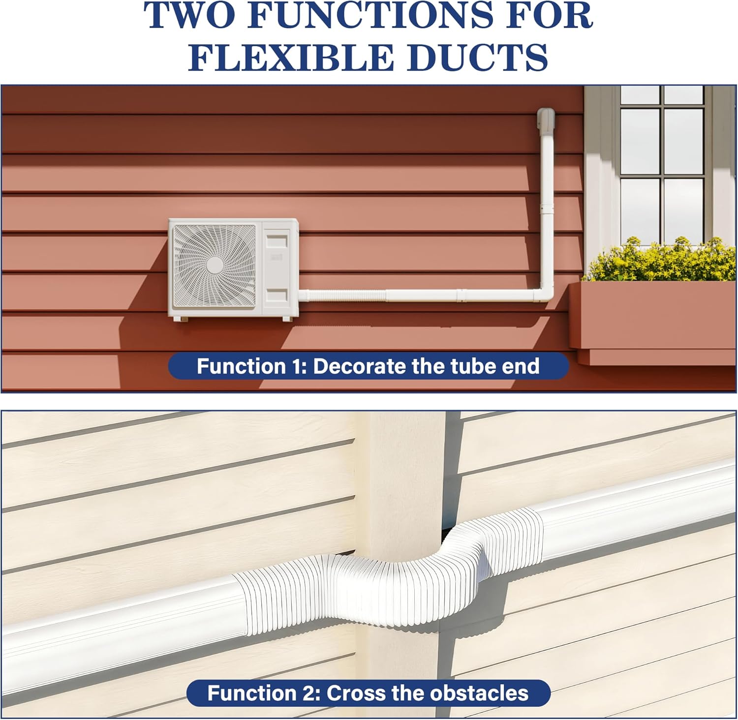 13.5ft Mini Split Line Set Cover 4" PVC for AC & Heat Pump White | Premium PVC & ABS; UV-resistant; snap-on for quick
