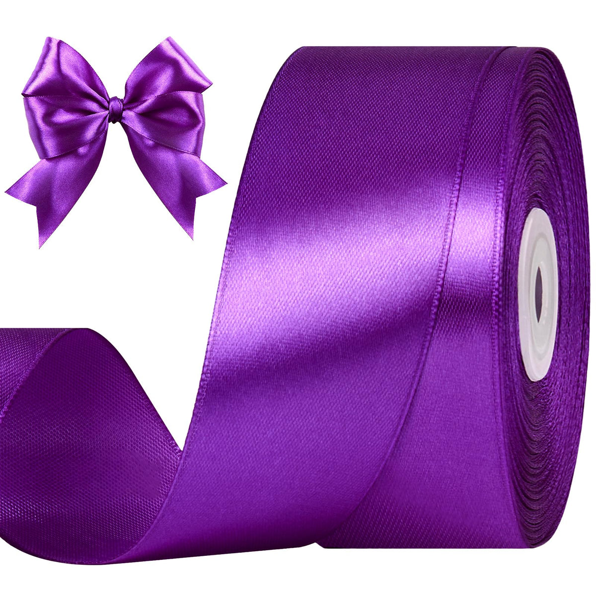 Purple Satin Ribbon, 1-1/2 Inches, 50 Yards