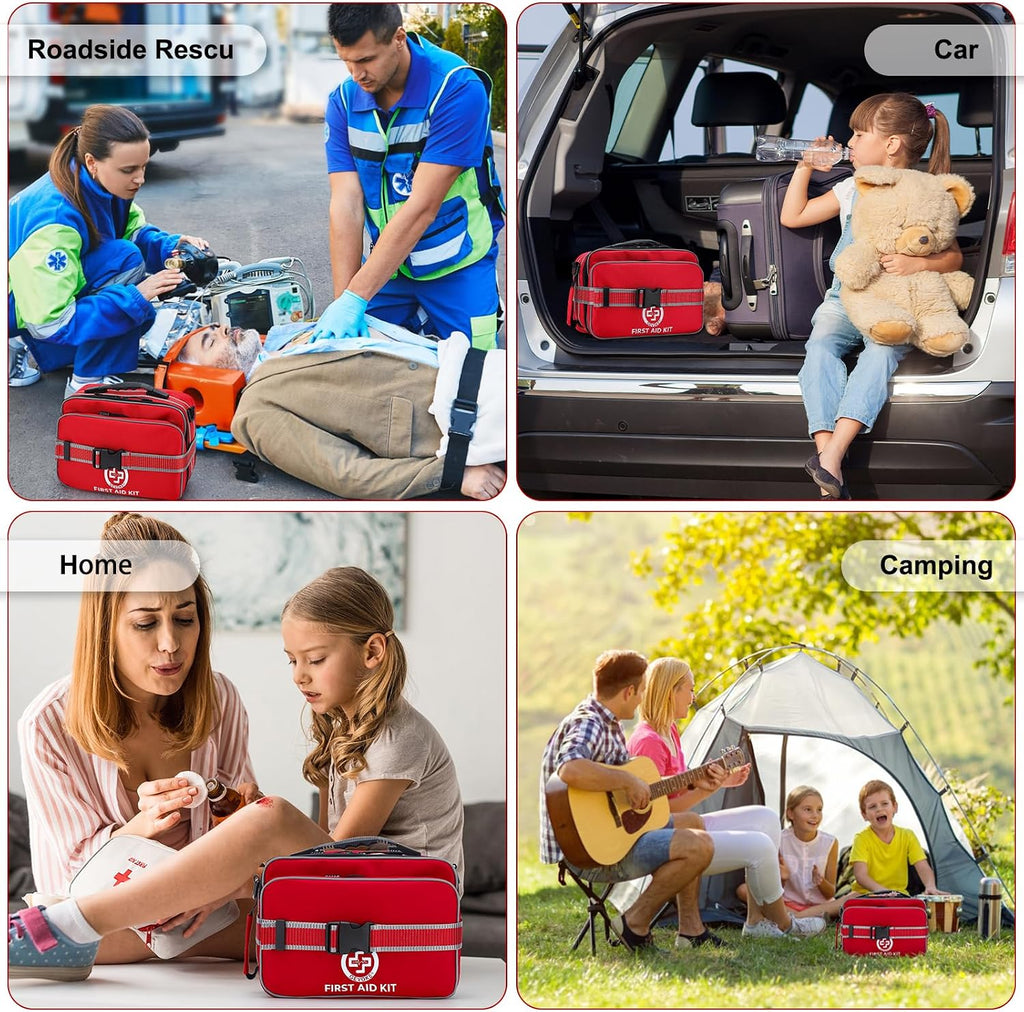 Professional 500 Piece Emergency First Aid Kit for Home, Car, Travel, Camping, Truck, Hiking, Sports, Office, Vehicle